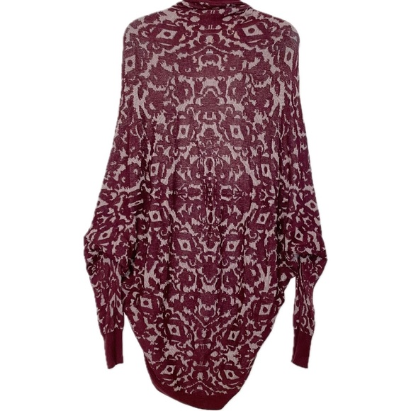 Abercrombie & Fitch | Maroon Damask Slouchy Sweater Cardigan Women’s Size Large - Picture 4 of 4